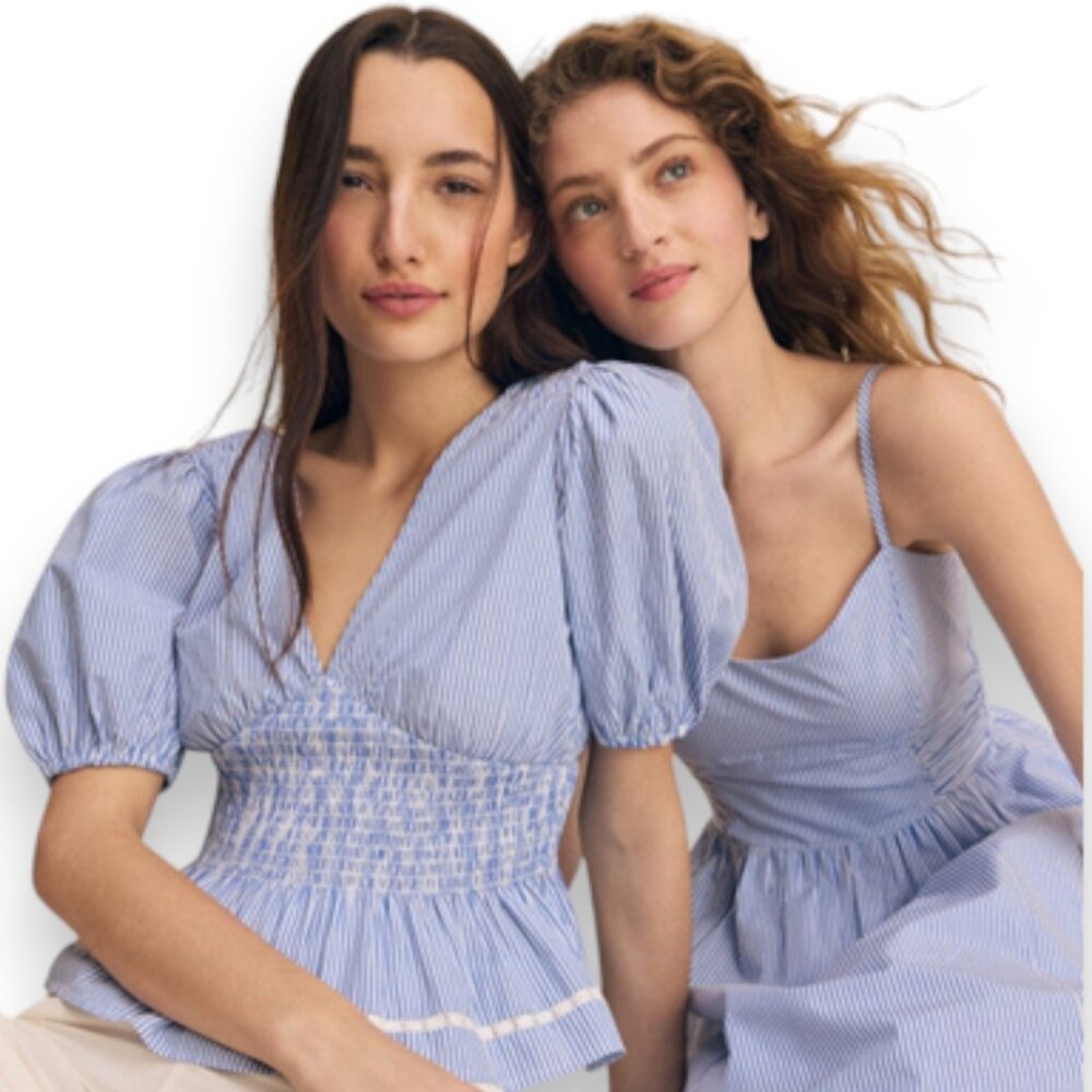 Sea NY Lace Trim Puff Sleeve Peplum | Size 8